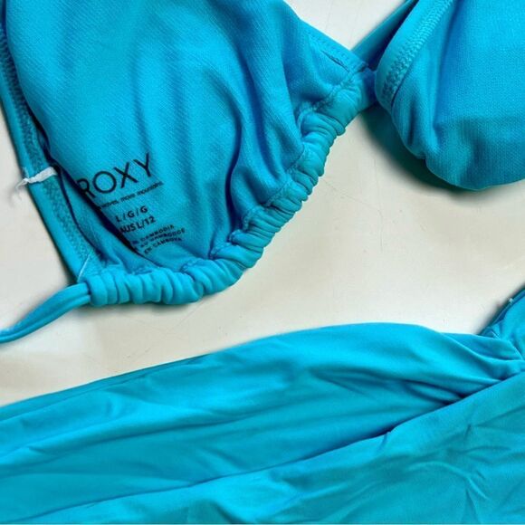 2 Piece Electric Blue Roxy Complete Triangle Bikini Set Swim Suit Set - Picture 9 of 9